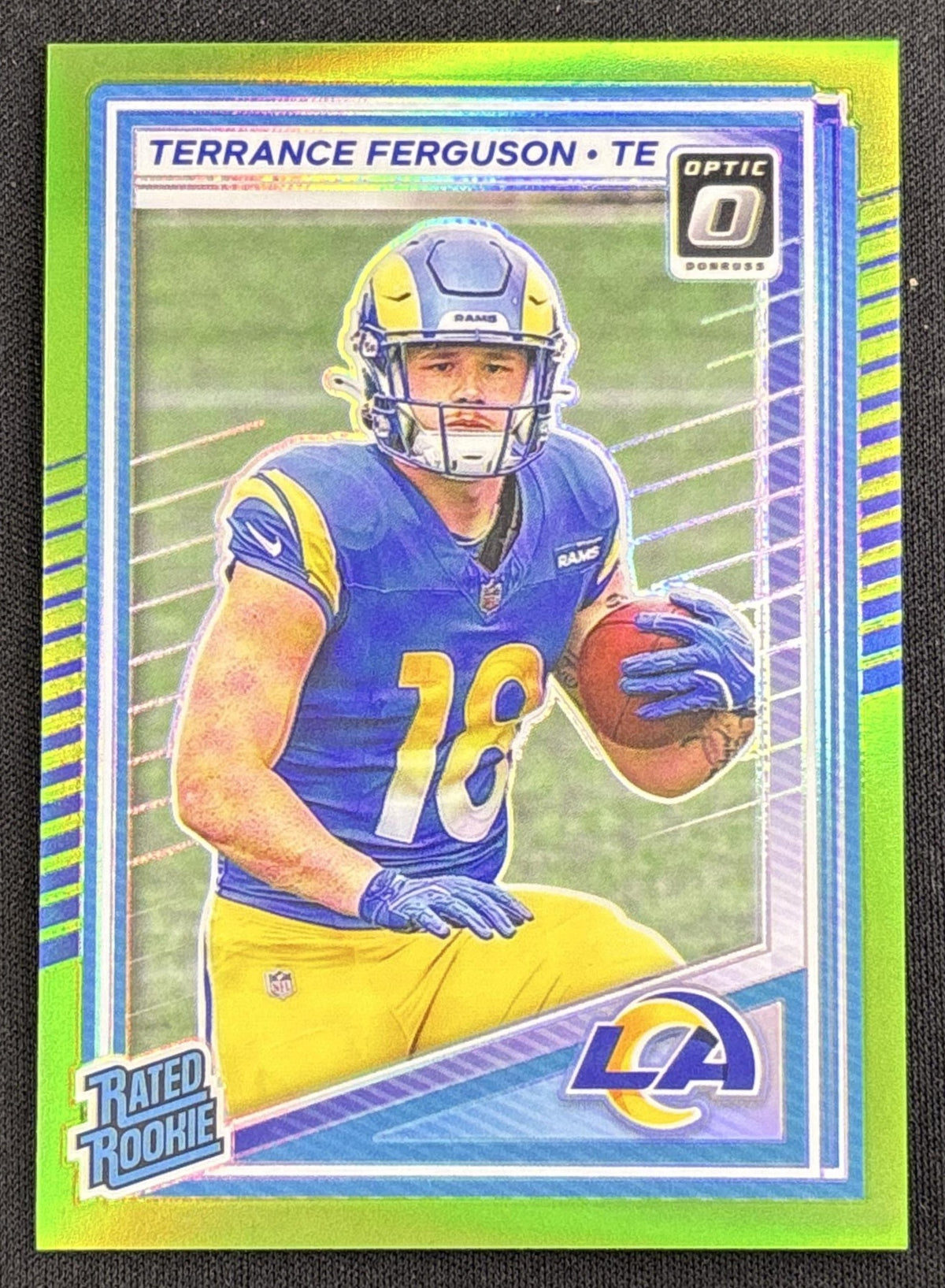 Terrance Ferguson 2025 Panini Donruss Optic Rated Rookie Lime Green Prizm /50 Rams Sports Trading Card