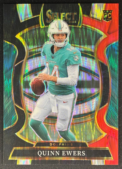 Quinn Ewers 2025 Select Concourse Black and Red Prizm Shock Dolphins