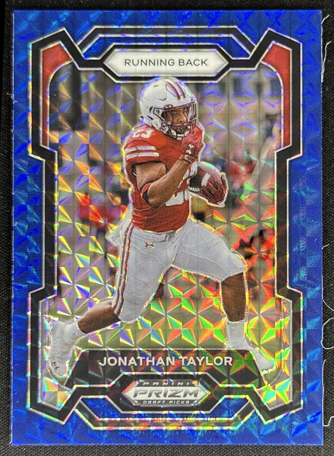 Jonathan Taylor 2024 Panini Prizm Collegiate Draft Picks Blue Finite /89 Badgers