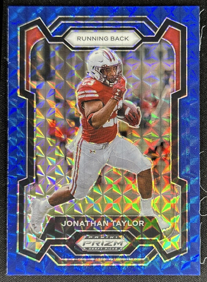 Jonathan Taylor 2024 Panini Prizm Collegiate Draft Picks Blue Finite /89 Badgers