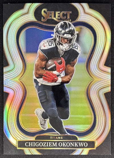 Chigoziem Okonkwo 2025 Panini Select Suite Level Silver Prizm Titans Sports Trading Cards