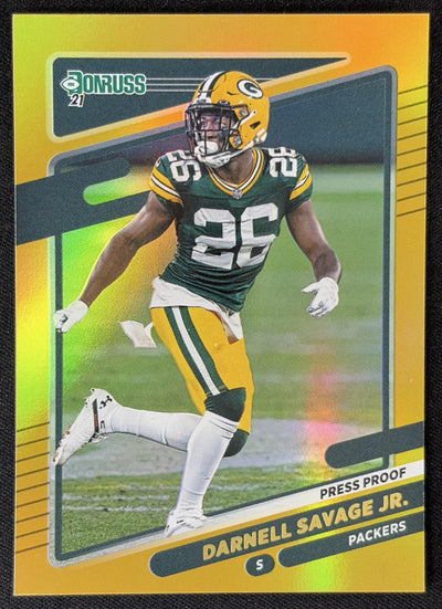 Darnell Savage Jr. 2021 Panini Donruss Press Proof Premium Packers Sports Trading Card