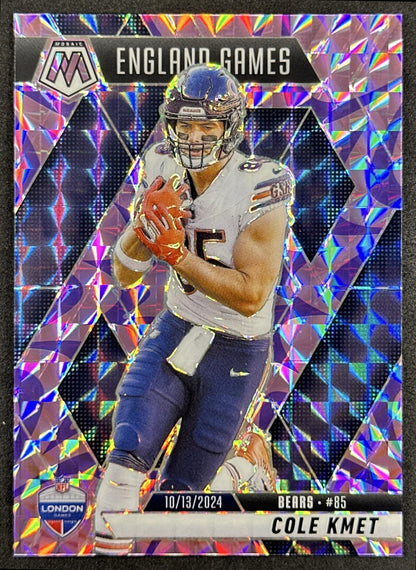 Cole Kmet 2025 Panini Mosaic International Games Reactive Purple Bears