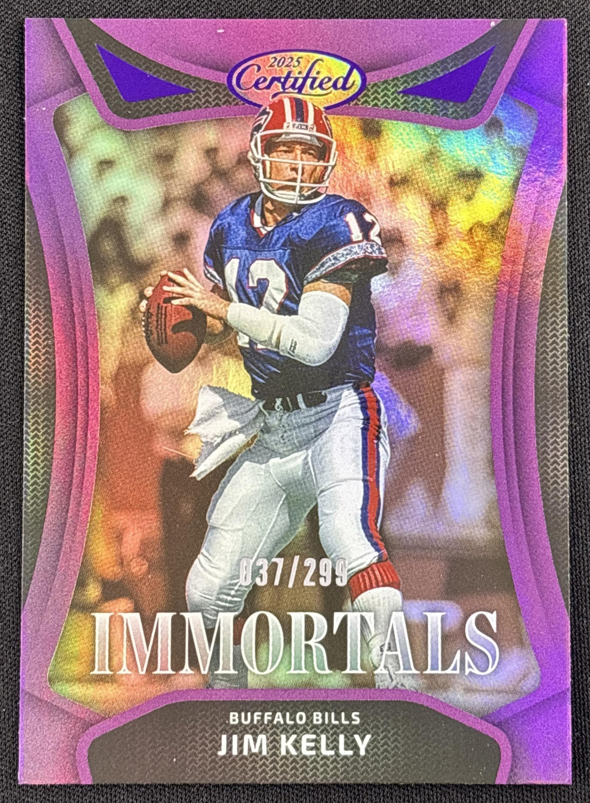 Jim Kelly 2025 Panini Certified Immortals Mirror Purple /299 Bills