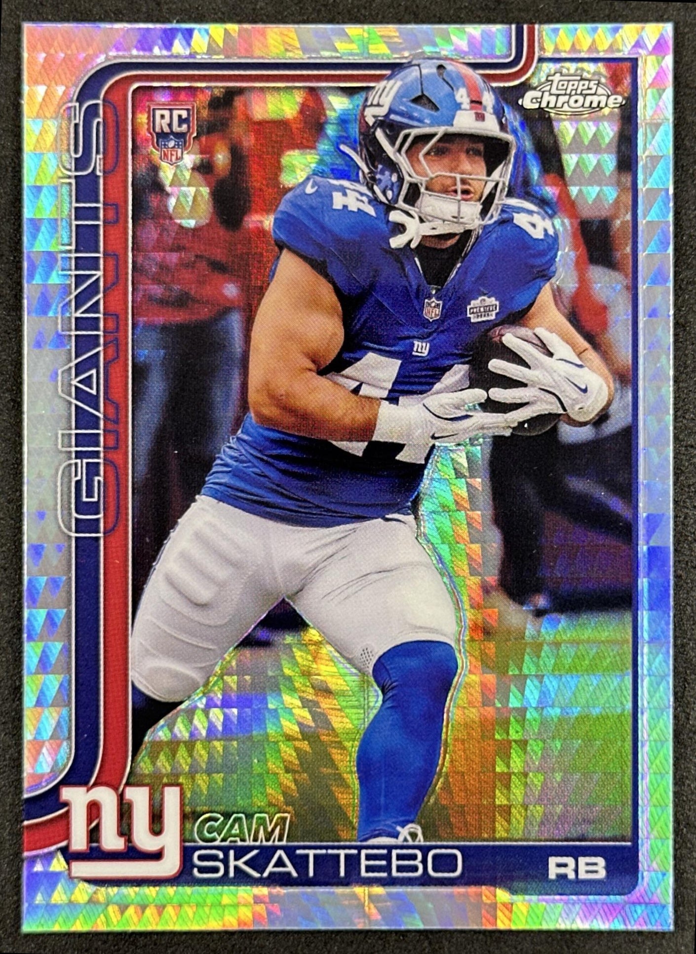 Cam Skattebo 2025 Topps Chrome Rookie Prism Refractor Giants