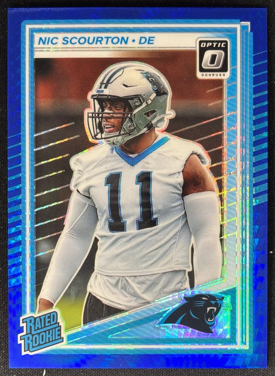 Nic Scourton 2025 Donruss Optic Rated Rookie Blue Hyper Prizm Panthers - Front