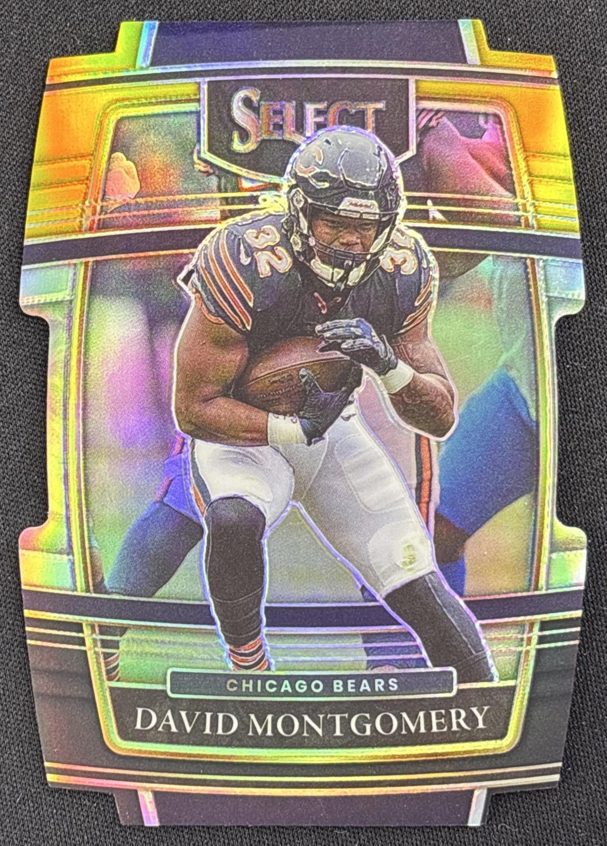 David Montgomery 2021 Panini Select Black and Gold Prizm Die Cut Bears