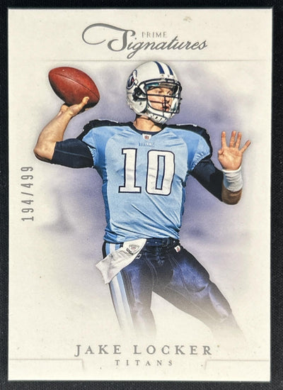 Jake Locker 2012 Panini Prime Signatures /499 Titans front