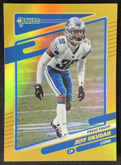 Jeff Okudah 2021 Panini Donruss Press Proof Premium Lions - Detroit Lions