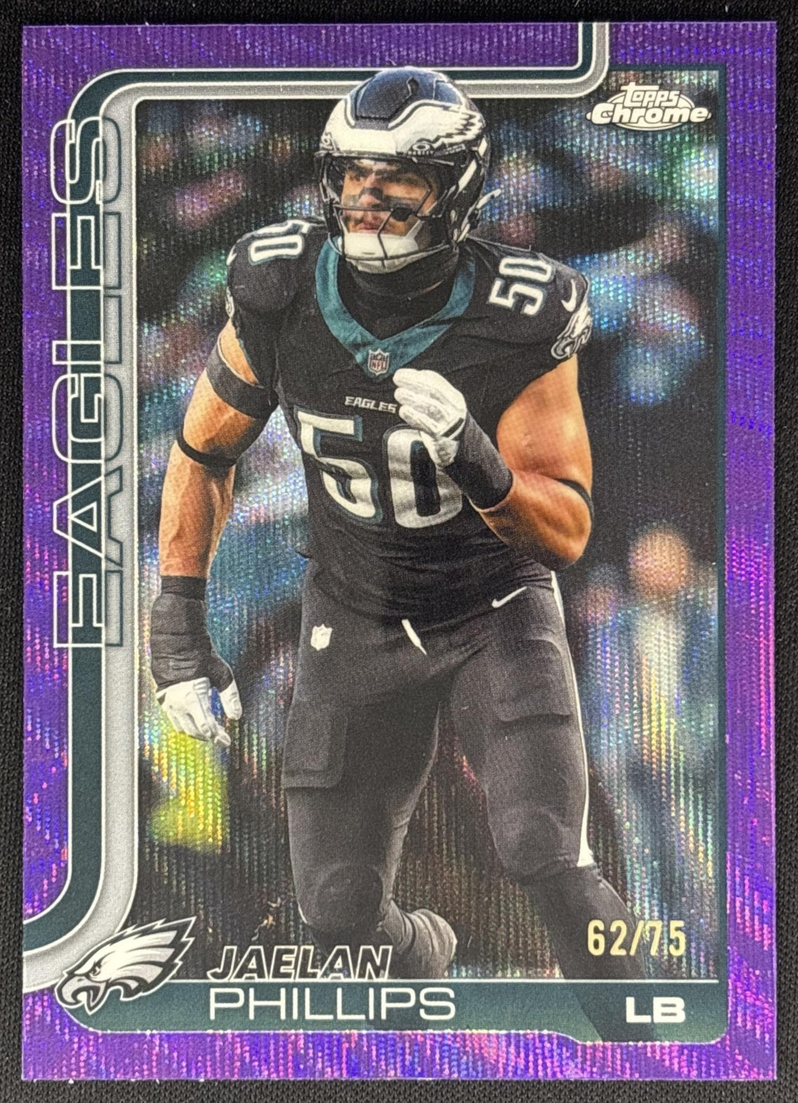 Jaelan Phillips 2025 Topps Chrome Purple Wave Refractor /75 Eagles front