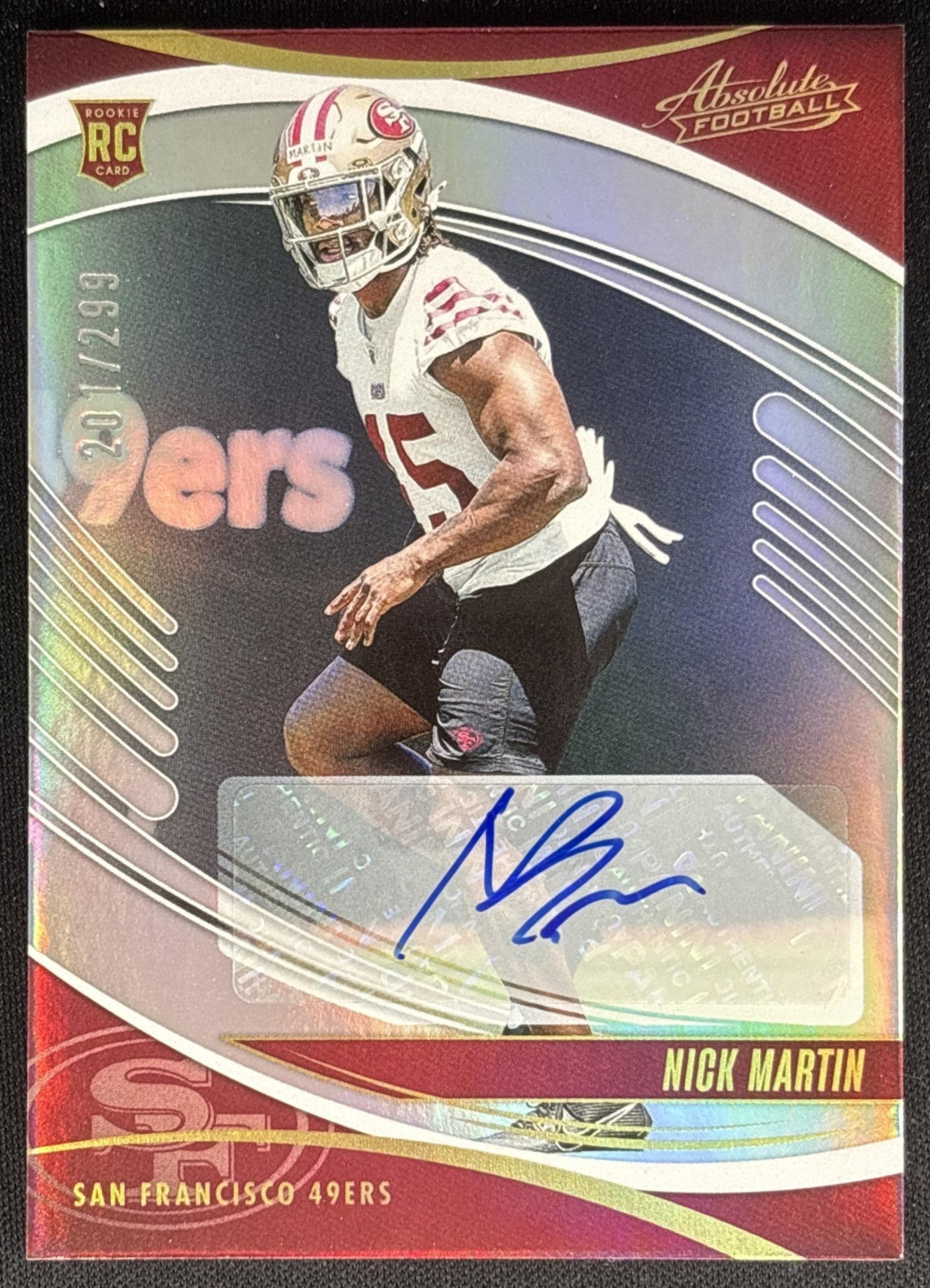Nick Martin 2025 Panini Absolute Signature Rookies Spectrum /299 49ers Sports Trading Cards