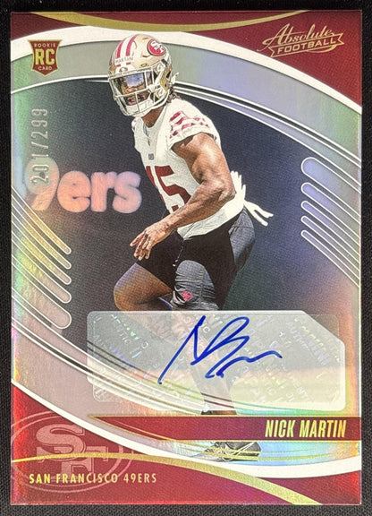 Nick Martin 2025 Panini Absolute Signature Rookies Spectrum /299 49ers Sports Trading Cards