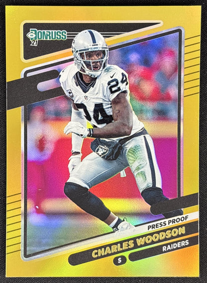 Charles Woodson 2021 Panini Donruss Press Proof Premium Raiders