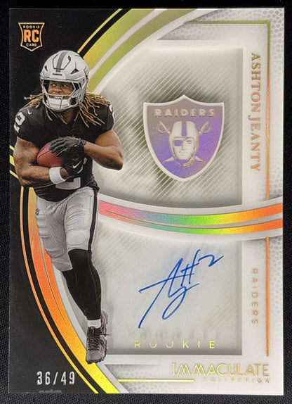Ashton Jeanty 2025 Immaculate Collection Rookie Shadowbox Signatures /49 Raiders Sports Trading Card