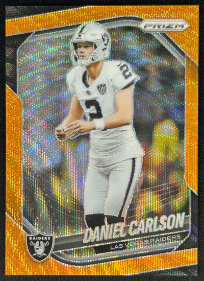 Daniel Carlson 2025 Prizm Orange Wave /65 Raiders Sports Trading Cards