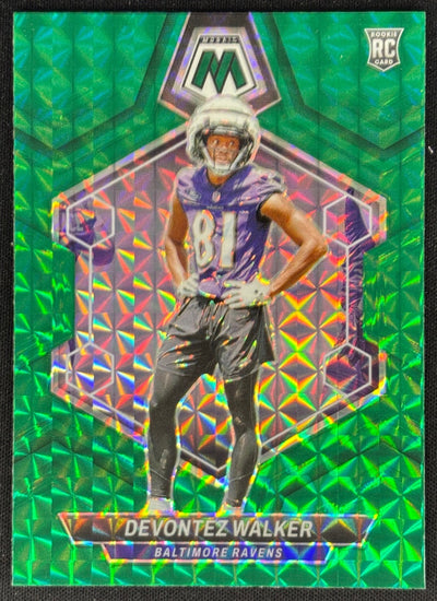 Devontez Walker 2024 Panini Mosaic Green Prizm Ravens Sports Trading Cards