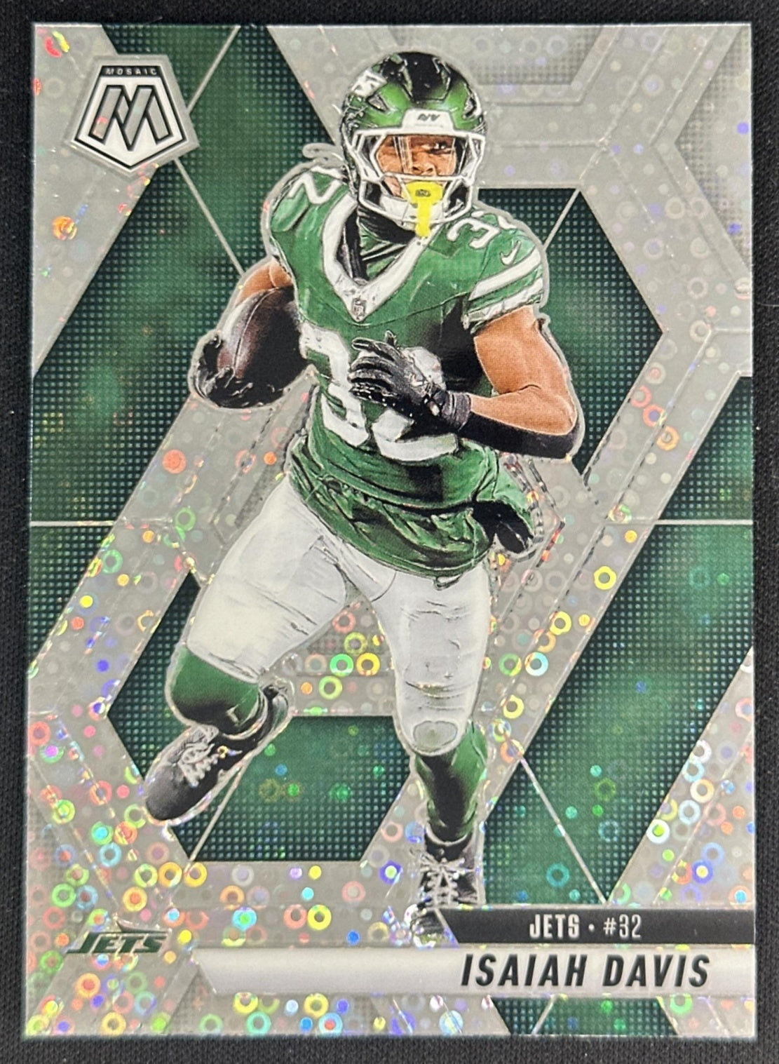 Isaiah Davis 2025 Panini Mosaic No Huddle Silver Prizm Jets Sports Trading Cards