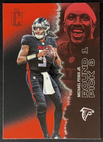 Michael Penix Jr. 2025 Topps Signature Class Veteran Red & Black Foil Falcons Sports Trading Cards