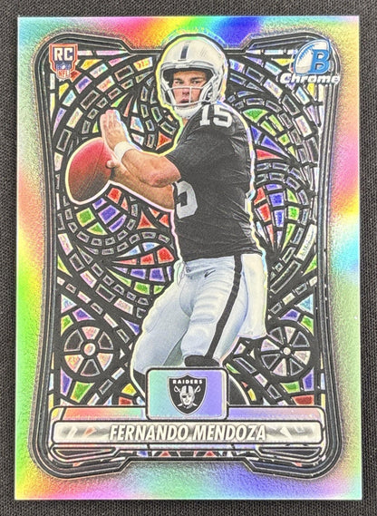 Fernando Mendoza 2026 Bowman Chrome NFL Etched In Glass Variation Raiders