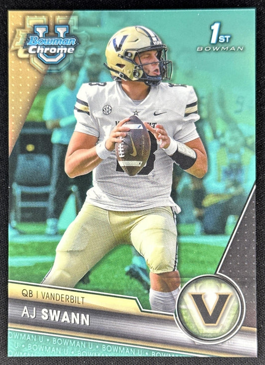 AJ Swann 2023 Bowman University Chrome Aqua Refractor /299 Commodores Sports Trading Cards