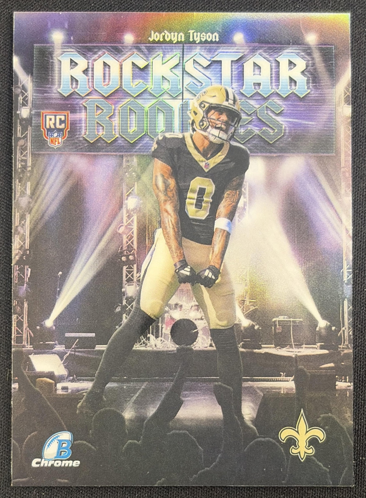 Jordyn Tyson 2026 Bowman Rockstar Rookies Chrome Refractor Saints