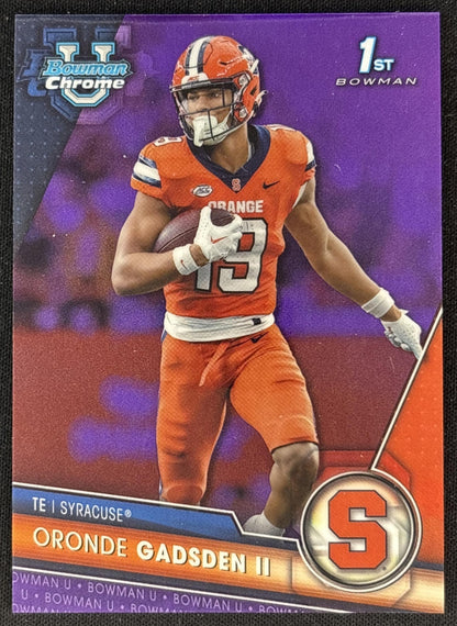 Oronde Gadsden II 2023 Bowman University Chrome Purple Refractor /399 Front