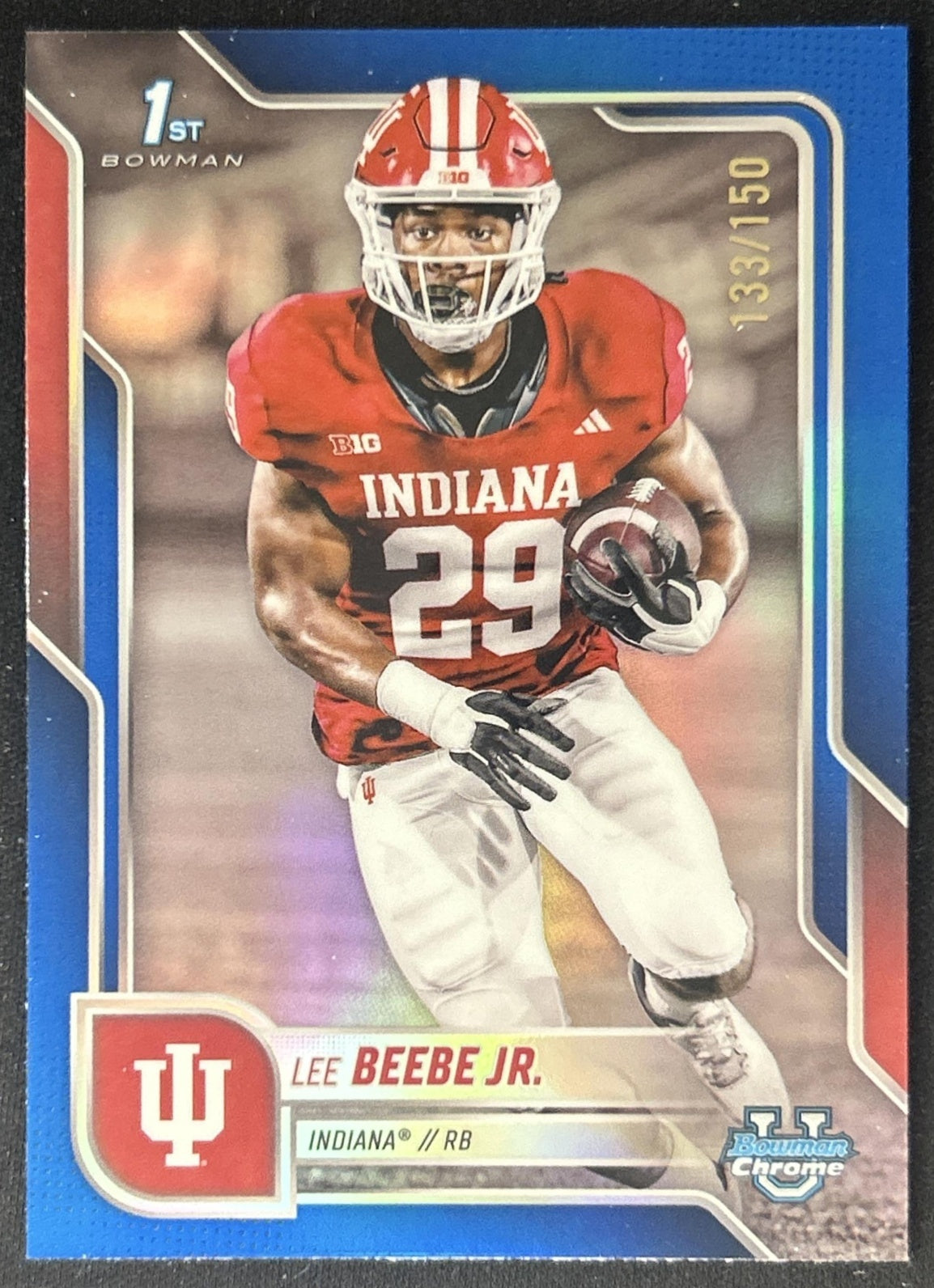 Lee Beebe Jr. 2025 Chrome University Prospects Blue Refractor /150 Hoosiers front