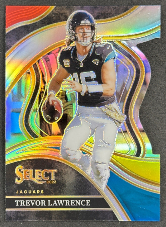 Trevor Lawrence 2023 Select Red and Yellow Prizms Die Cut Jaguars
