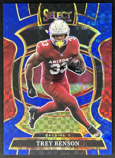 Trey Benson 2025 Panini Select Concourse Blue Prizm /249 Cardinals front