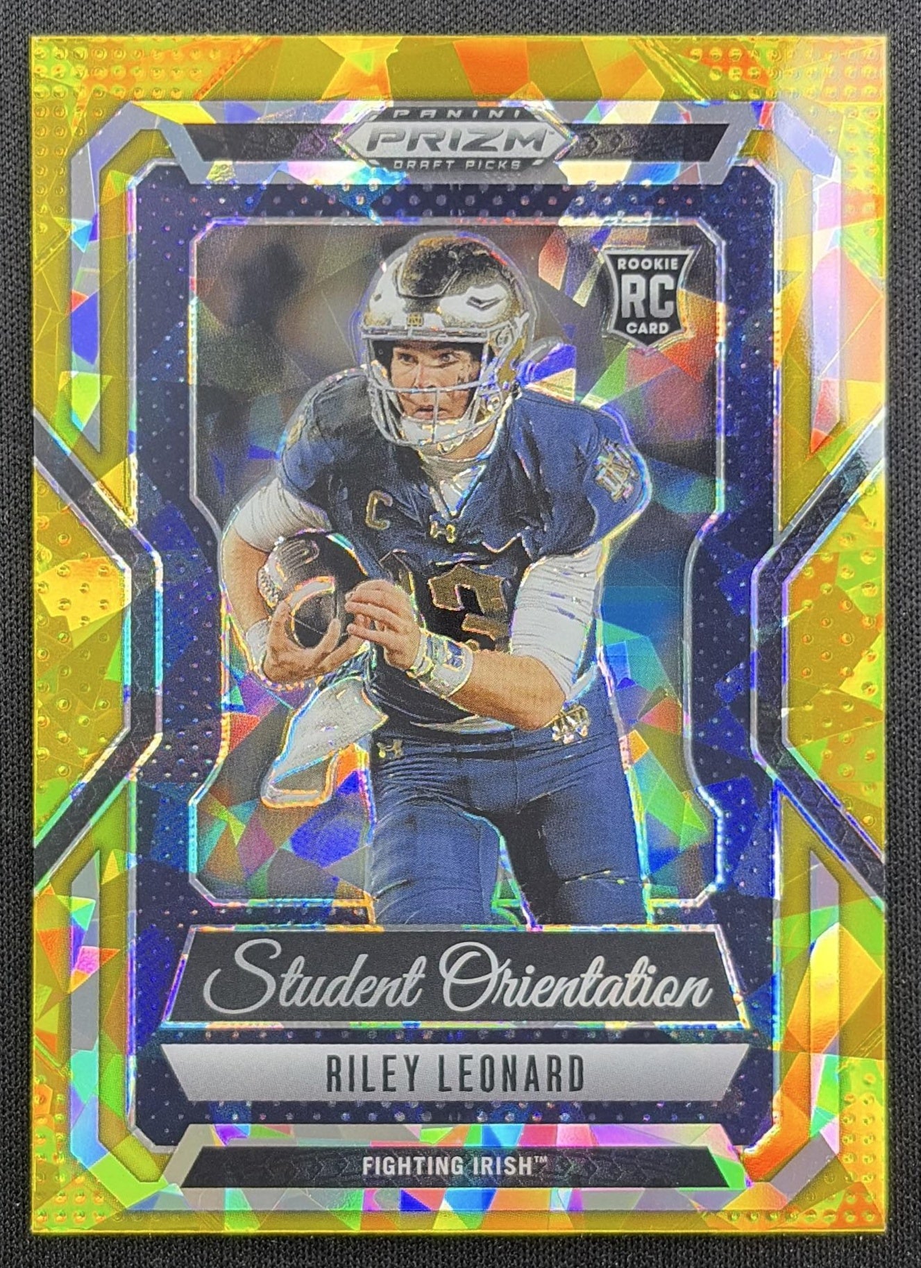 Riley Leonard 2025 Panini Prizm Draft Picks Student Orientation Gold Ice Colts