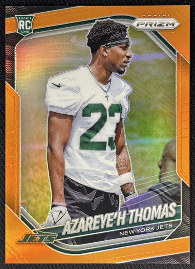 Azareye'h Thomas 2025 Panini Prizm Orange /249 Jets Sports Trading Cards