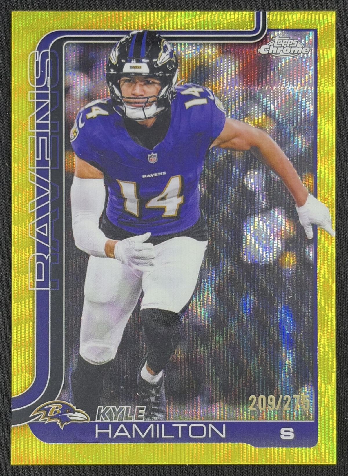 Kyle Hamilton 2025 Topps Chrome Yellow Wave Refractor /275 Ravens