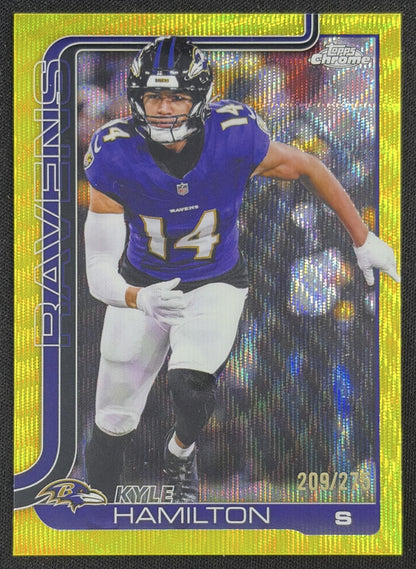 Kyle Hamilton 2025 Topps Chrome Yellow Wave Refractor /275 Ravens