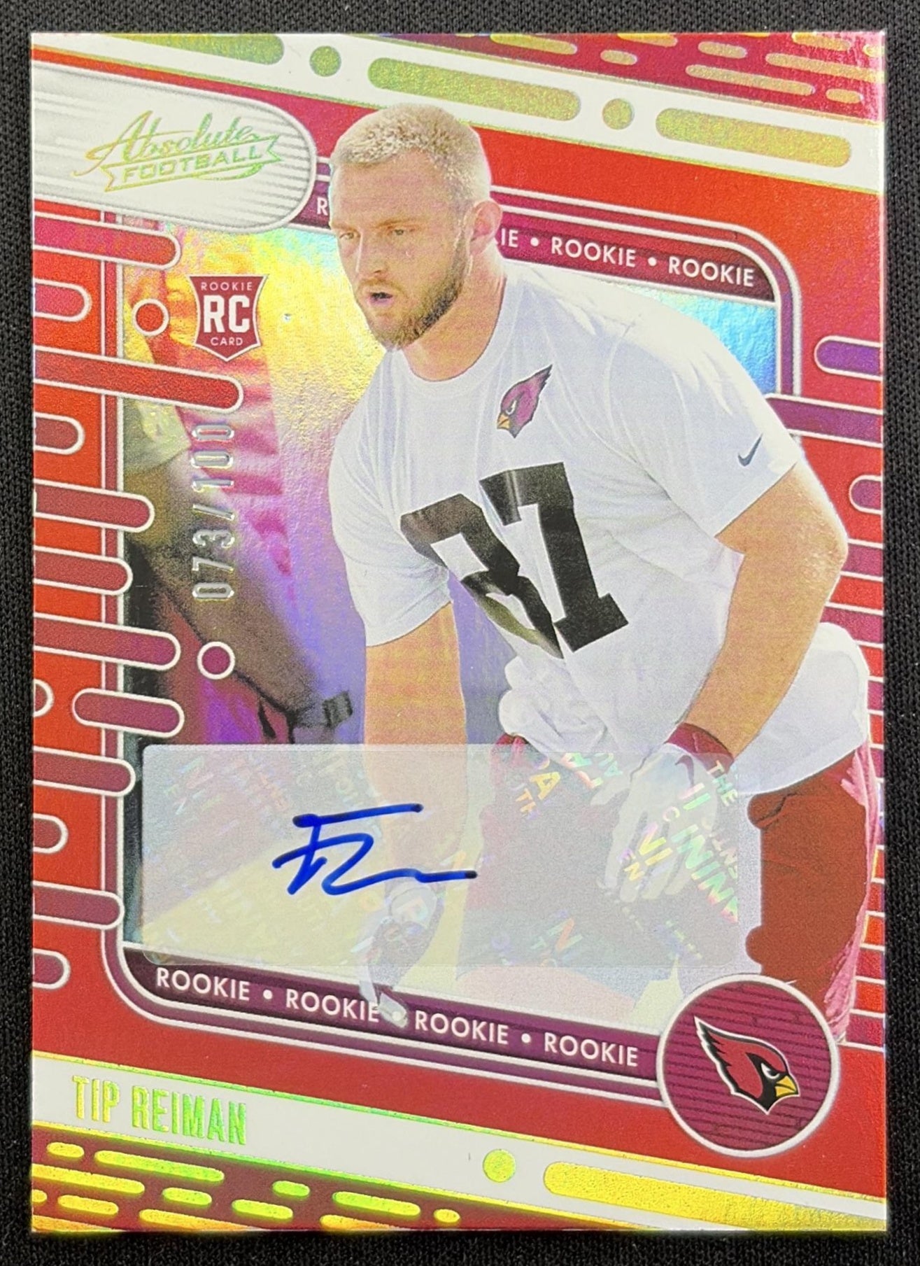 Tip Reiman 2024 Panini Absolute Signature Rookies Red Squares /100 Cardinals front