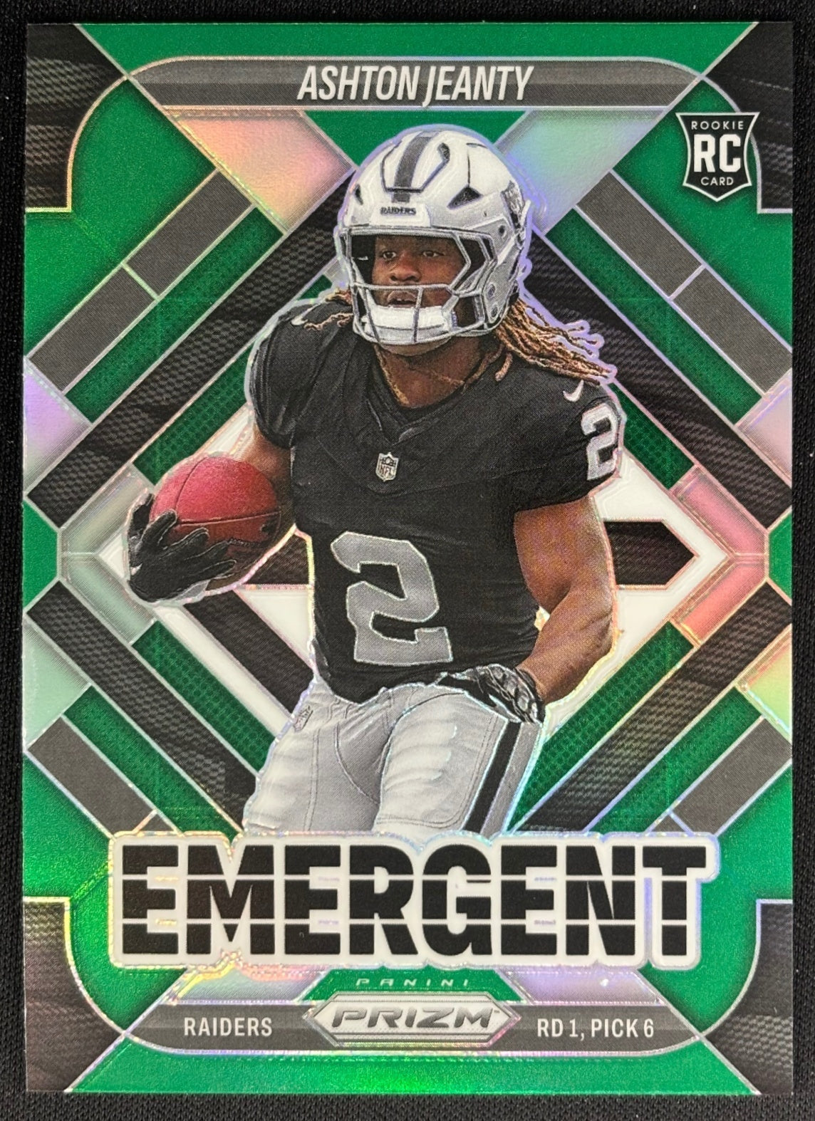 Ashton Jeanty 2025 Prizm Emergent Green Raiders