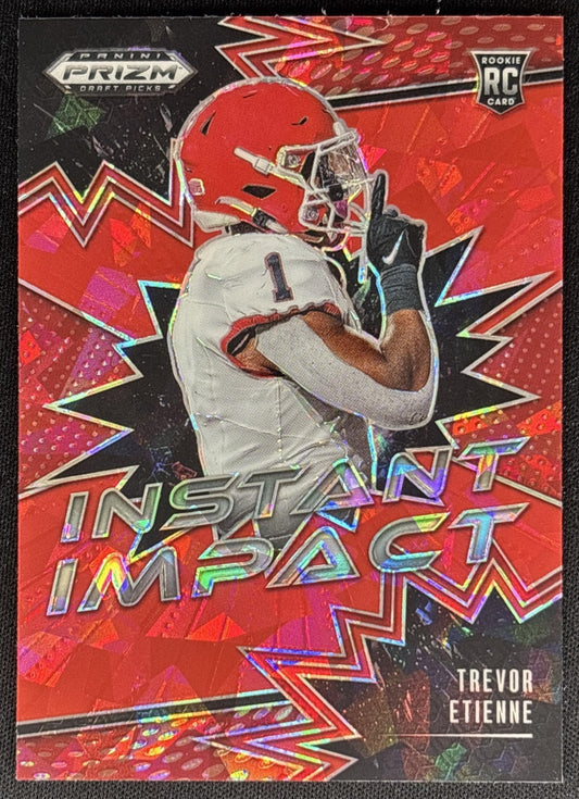 Trevor Etienne 2025 Panini Prizm Draft Picks Instant Impact Red Ice Bulldogs Panthers Sports Trading Cards