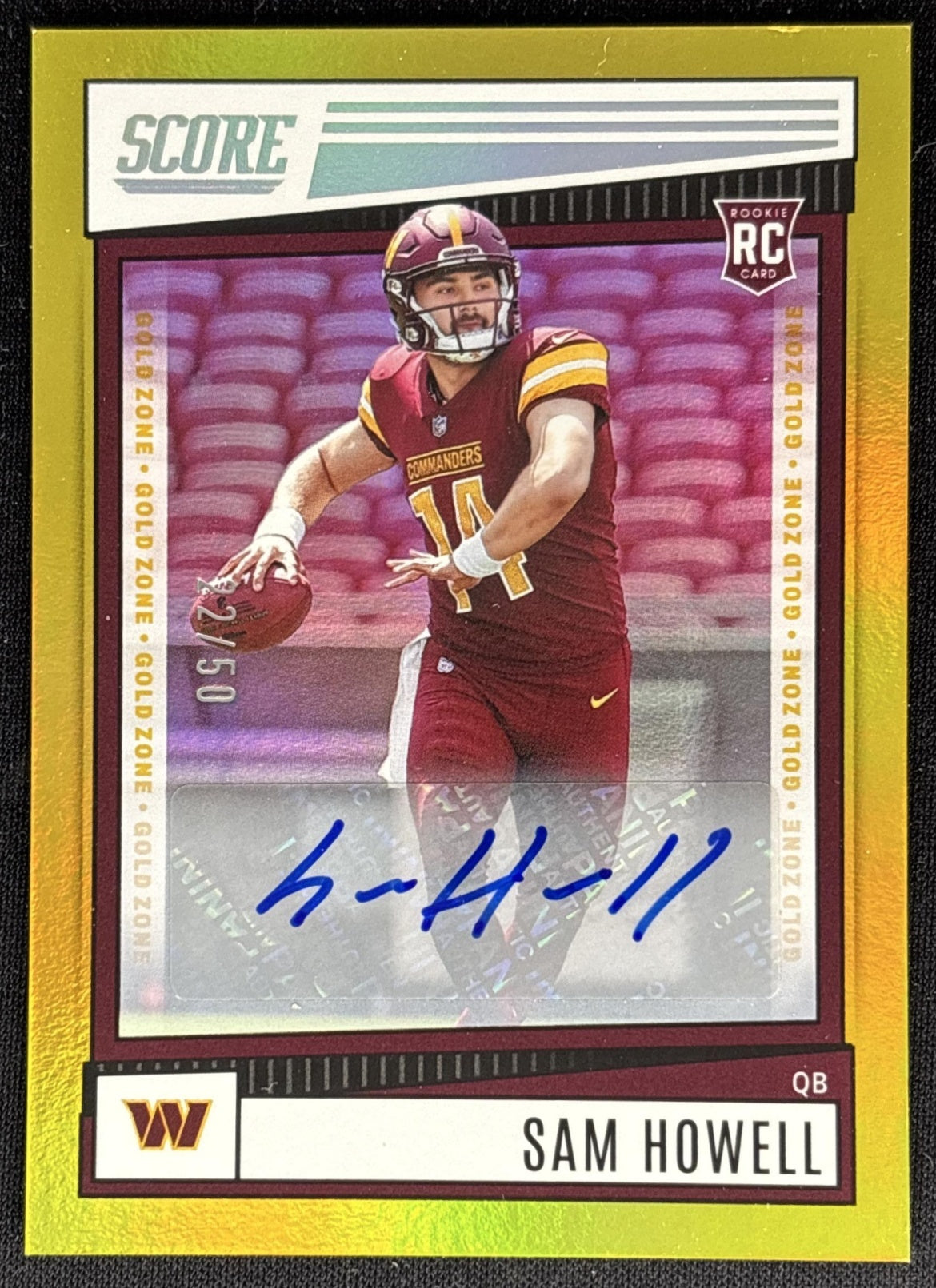 Sam Howell 2022 Panini Score Signatures Gold Zone /50 Commanders