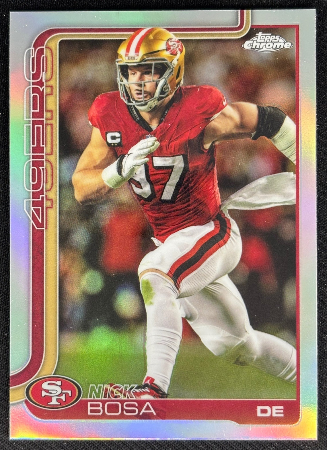 Nick Bosa 2025 Topps Chrome Refractor 49ers Sports Trading Cards