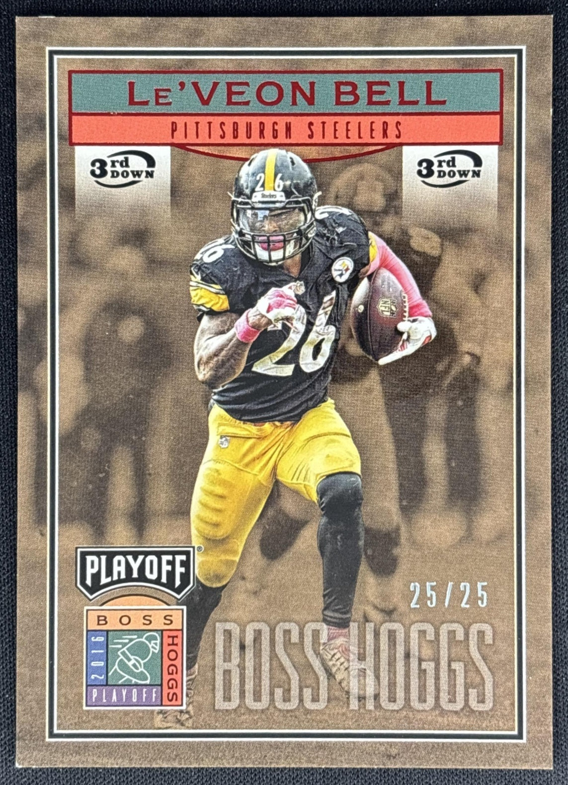 Le Veon Bell 2016 Panini Playoff Boss Hoggs 3rd Down /25 Steelers front
