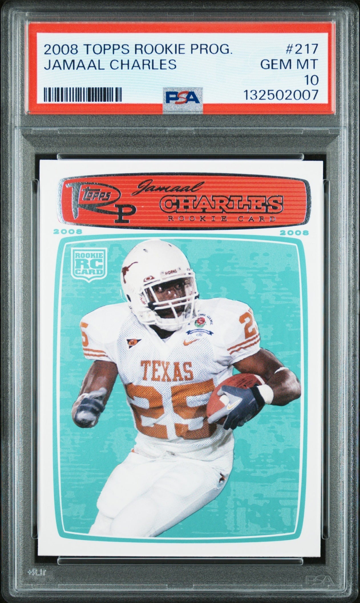 Jamaal Charles 2008 Topps Rookie Progression PSA 10 Longhorns front
