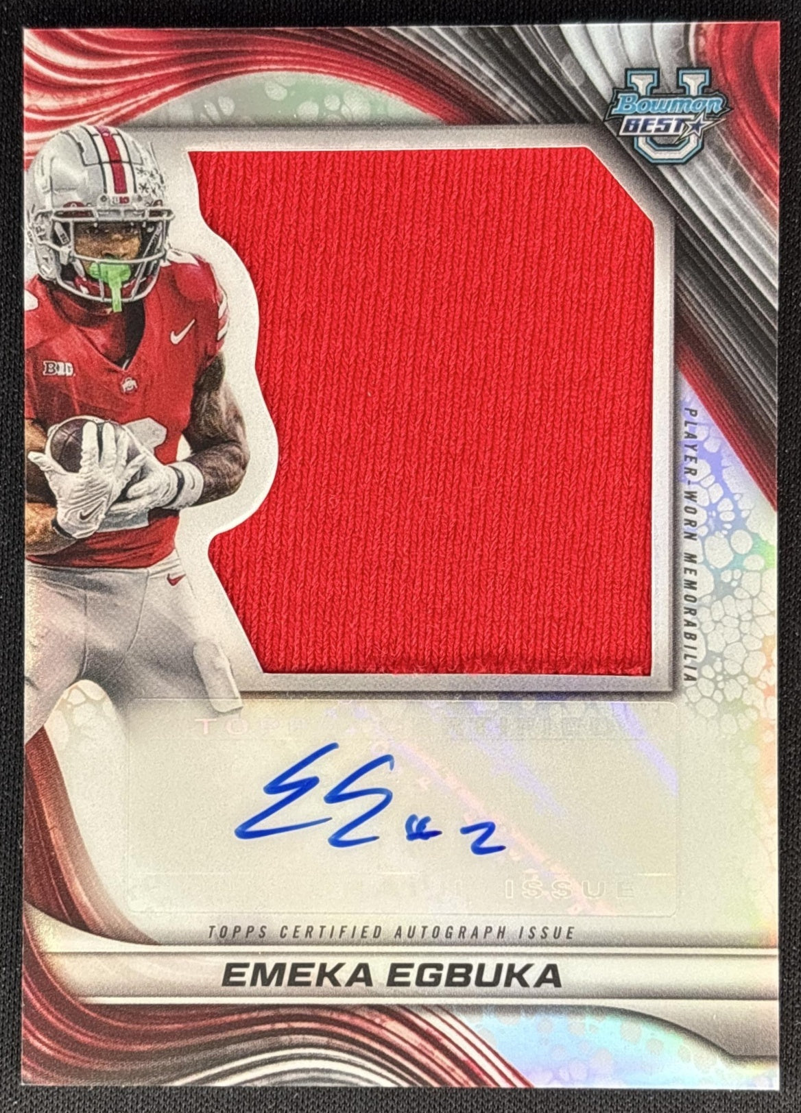 Emeka Egbuka 2024 Bowman Best University Prospect Jumbo Relic Auto Buckeyes