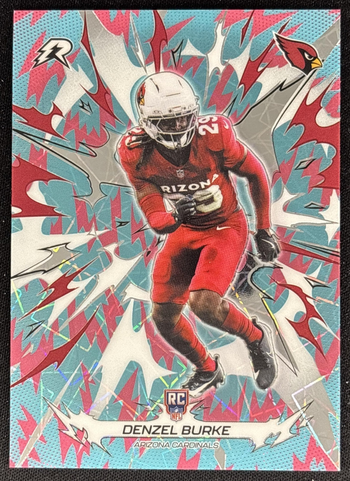 Denzel Burke 2025 Topps Resurgence Sky Blue and Pink Shock Refractor Cardinals