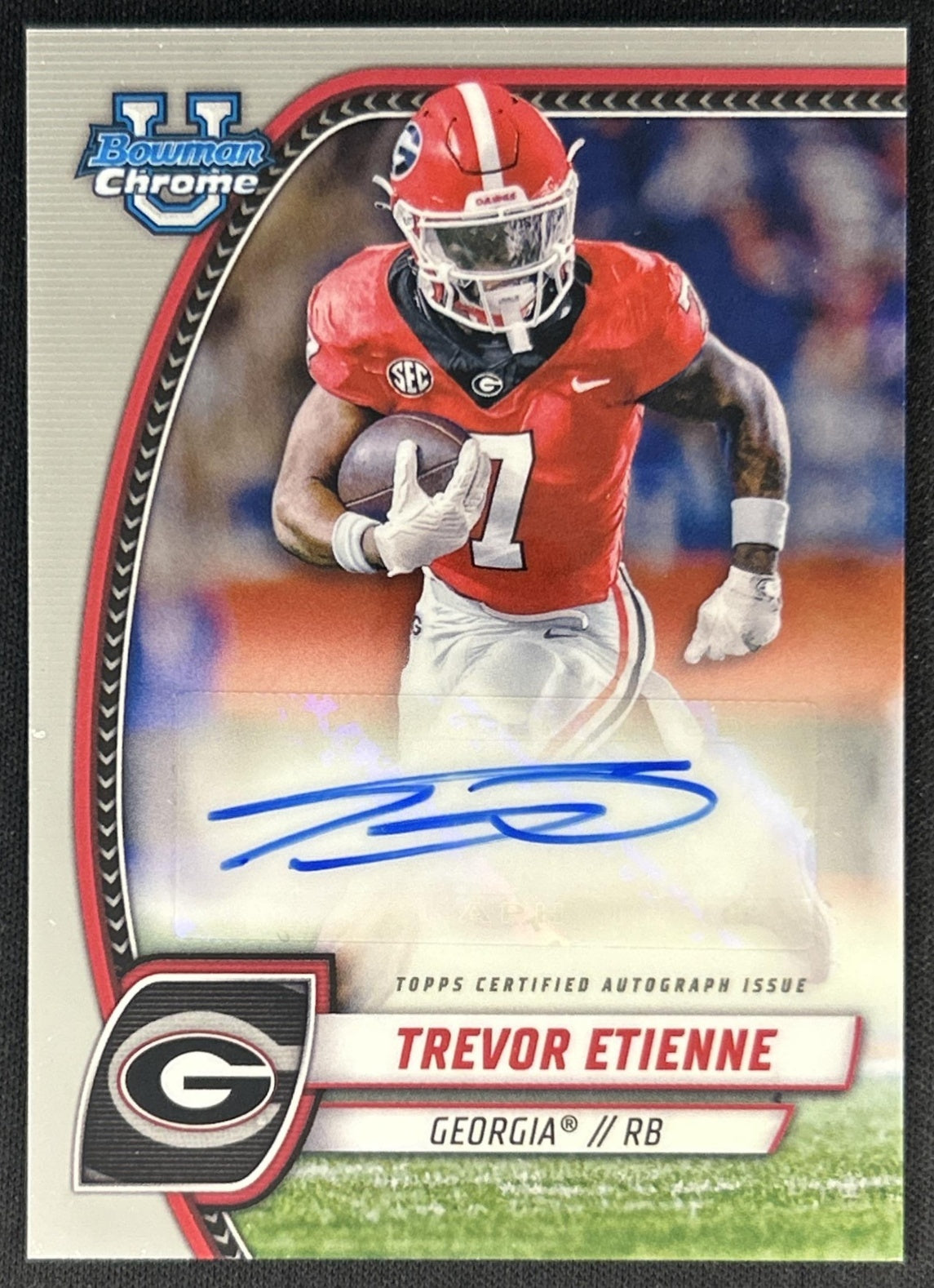 Trevor Etienne 2024 Bowman Chrome University Prospect Auto Bulldogs front