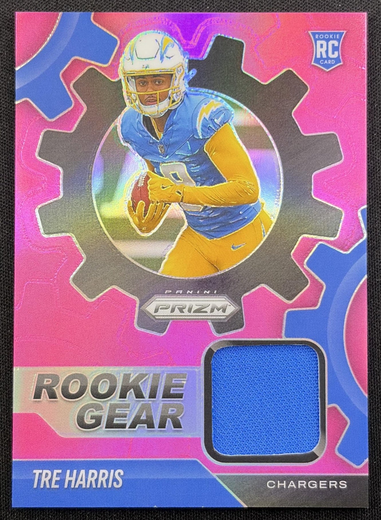 Tre Harris 2025 Panini Prizm Rookie Gear Pink Chargers