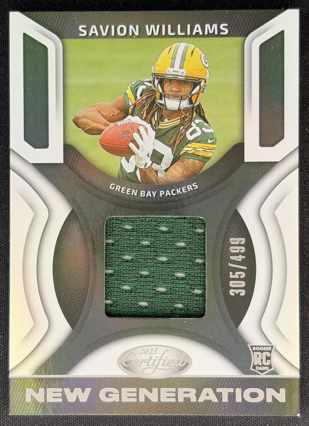 Savion Williams 2025 Panini Certified New Generation Jerseys Mirror /499 Packers Front