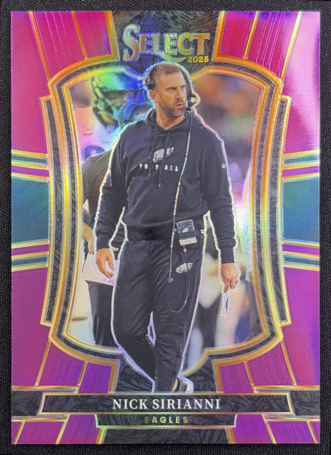 Nick Sirianni 2025 Panini Select Premier Level Purple Prizm /75 Eagles Philadelphia Eagles