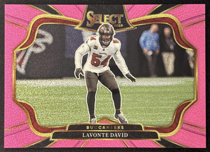 Lavonte David 2025 Panini Select Field Level Pink Glitter Prizm /15 Buccaneers Sports Trading Cards