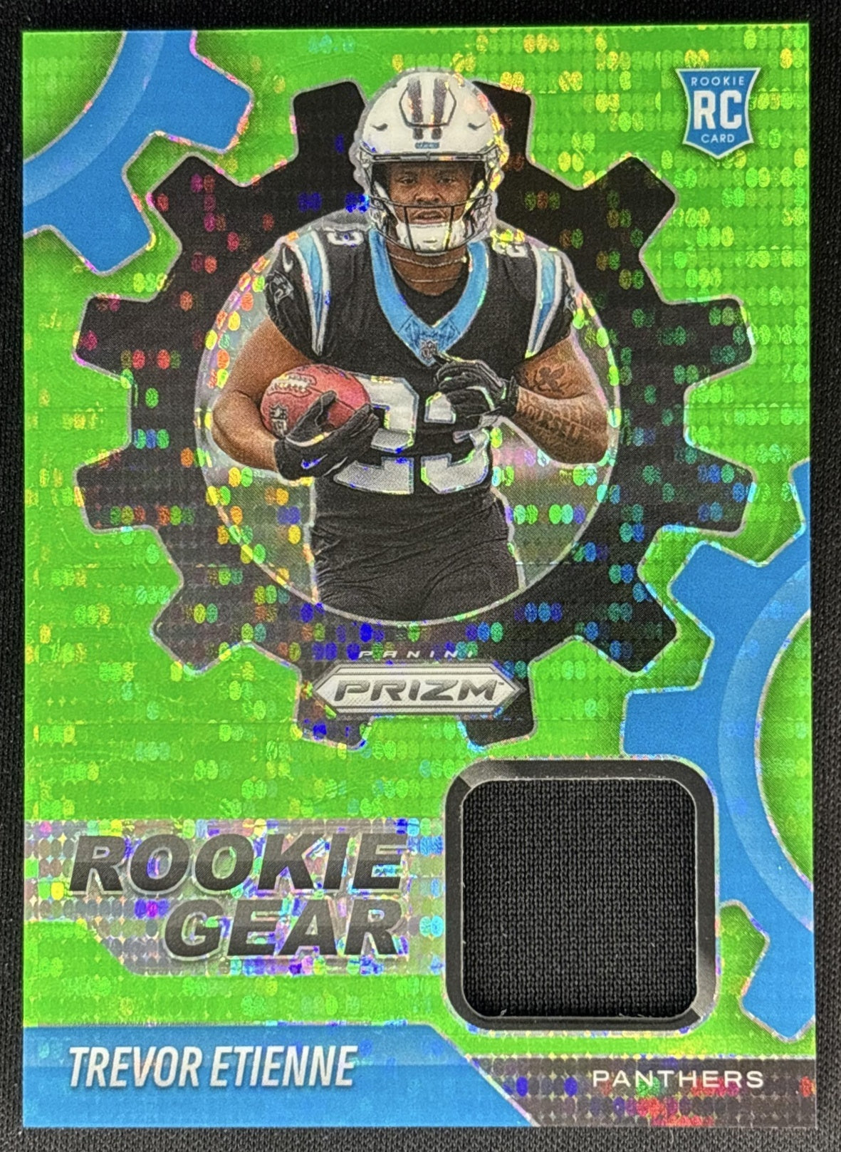 Trevor Etienne 2025 Panini Prizm Rookie Gear Neon Green Pulsar