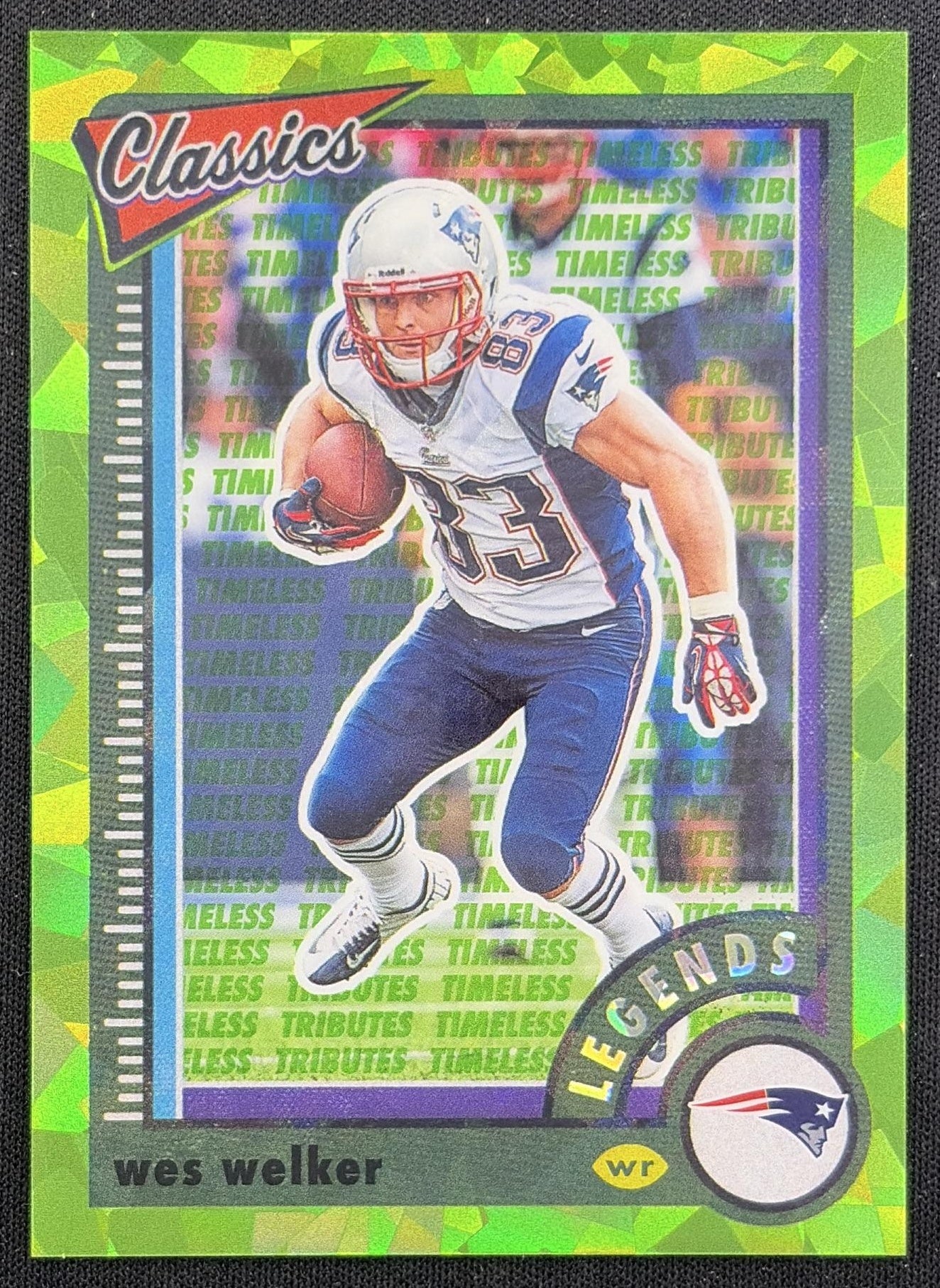 Wes Welker 2022 Panini Classics Premium Edition Timeless Tributes Green /20 Patriots New England Patriots