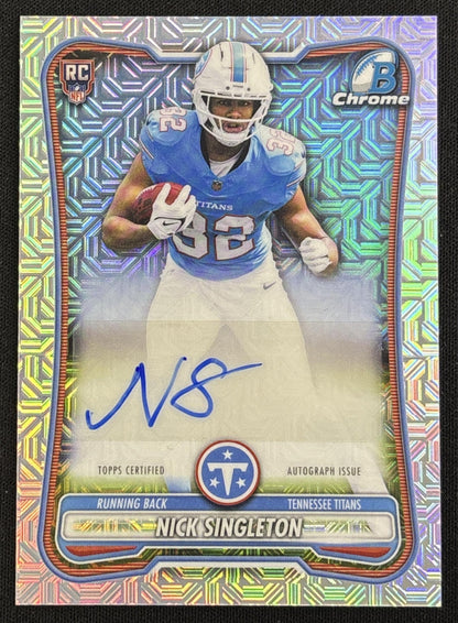 Nick Singleton 2026 Bowman Chrome Rookie Auto Mojo Refractor Titans front